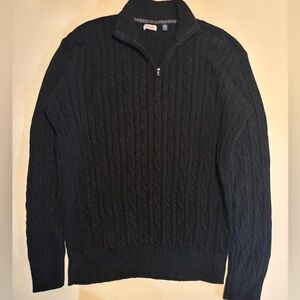 Izod Men's Black Zip Up Cable Knit quarter zip Sweater